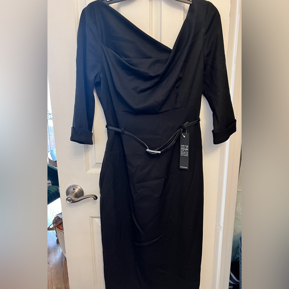 Black Halo 3/4 sleeve Jackie O dress in black. NWT - Size 12.